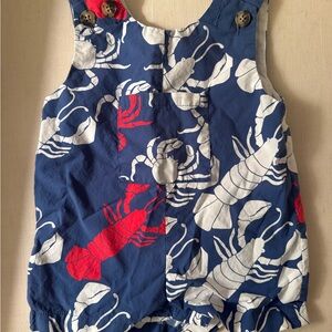 CPC Lobster Print Romper - Red & White Nautical Design